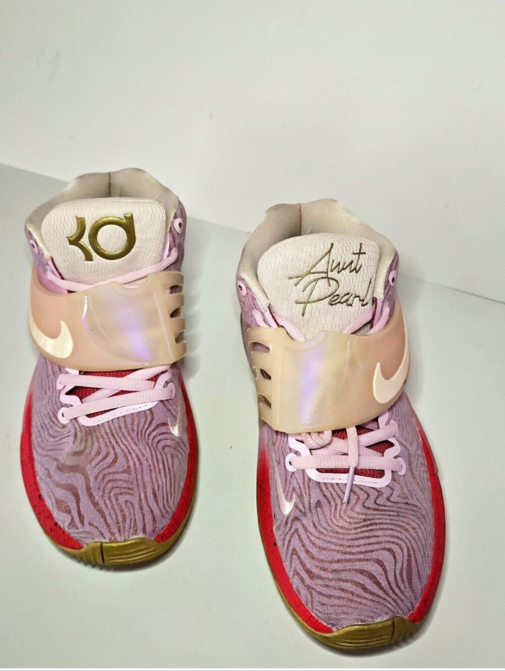 Nike KD 14 ‘Aunt Pearl’ Pink and Red Basketball Sneakers, Size 7.5